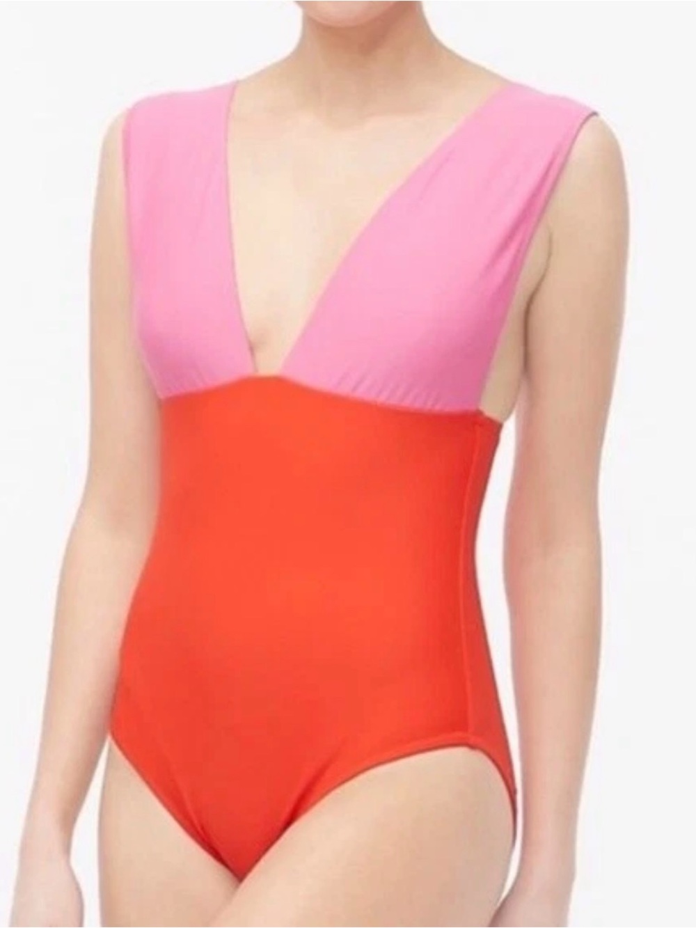 J. Crew Pink and Coral Colorblock One-Piece Swimsuit